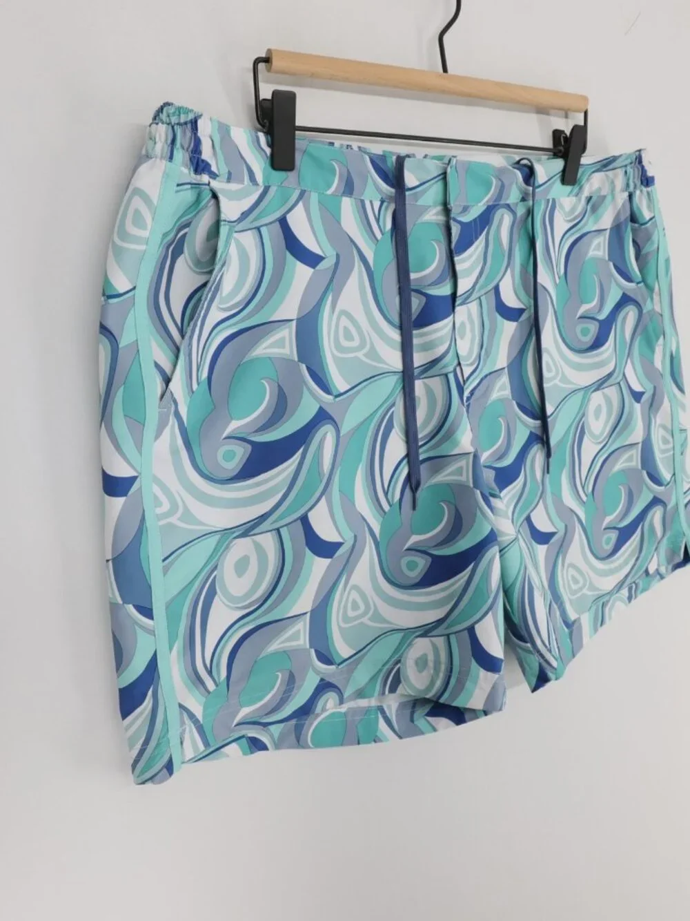Fair Harbor Swim Trunks Mens 38 Blue Swirl Print BreezeKnit Lined Stretch